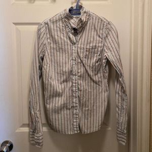 Hollister lightweight brown, blue, and peace button down - L